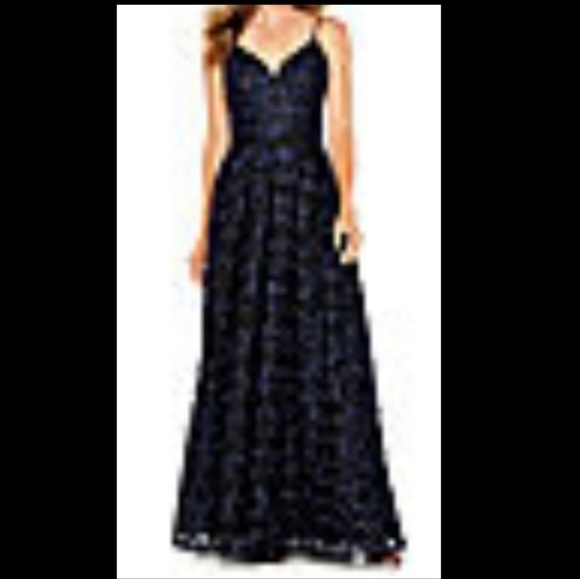 𝅺after Dark navy Blue Spaghetti Straps Gown - Picture 3 of 17